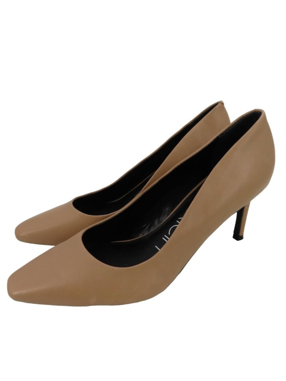 Calvin Klein Womens 8.5 M Callia Beige Leather Snip Toe Pumps High Heels Shoes
